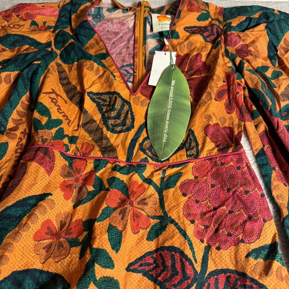 NWT Farm RIO Yellow Orange Flowerdoscopic Midi Casual Maxi Dress (Size XS) - Picture 6 of 8